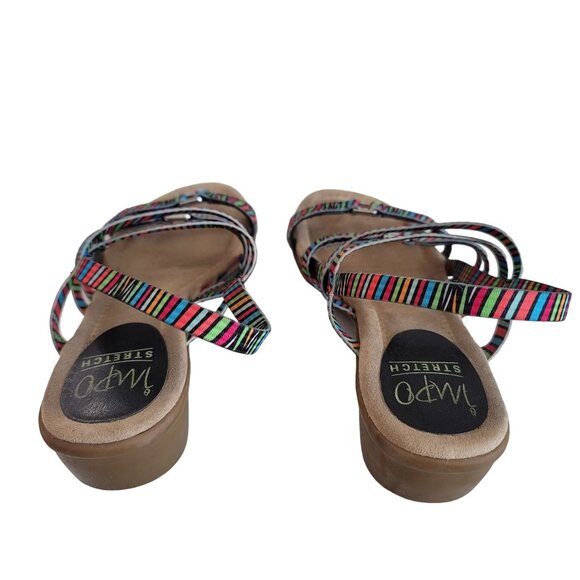 impo stretch sandal strappy rainbow stripey small heel comfort sandal size 6.5 - Picture 6 of 8